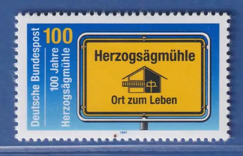 Bundesrepublik 1994 100 Jahre Herzogsägmühle Mi.- Nr. 1740 **/ MNH