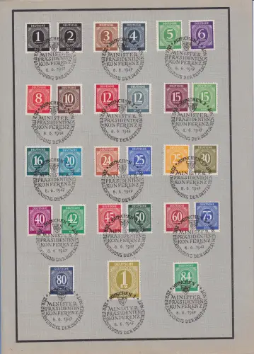 All. Besetzung 1946 Ziffernserie Mi.-Nr. 911-937 Satz kpl. auf Gedenkblatt 