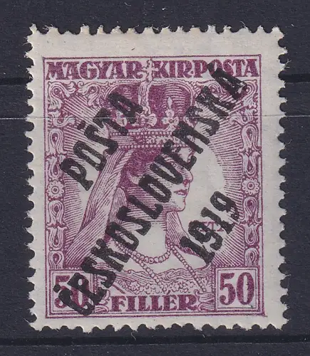 Tschechoslowakei 1919 ung. Freim. mit Aufdruck Mi.-Nr. 142 ungebr. * gpr. BPP
