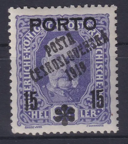 Tschechoslowakei 1919 österr. Portom. mit Aufdruck Mi-Nr. 95 ungebr. * gpr. BPP
