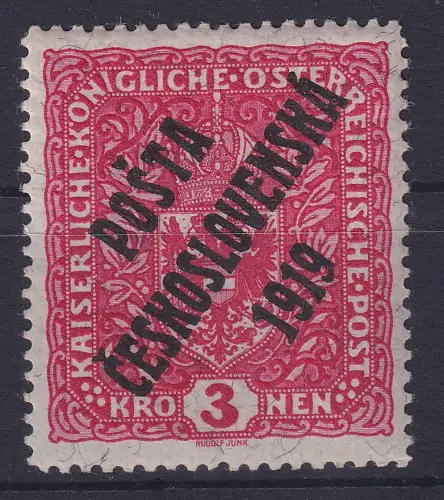 Tschechoslowakei 1919 österr. Freim. mit Aufdruck Mi-Nr. 60 ungebr. * gpr. BPP