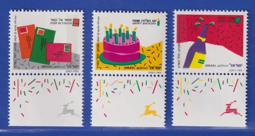 Israel 1991 Grußmarken Mi.-Nr. 1184-1186 Satz mit Tab postfrisch **