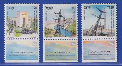 Israel 1991 Elektrizitätserzeugung Mi.-Nr. 1192-1194 Satz mit Tab postfrisch **