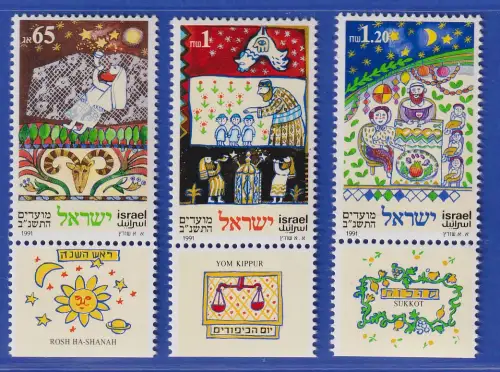 Israel 1991 Festtage Mi.-Nr. 1198-1200 Satz mit Tab postfrisch **