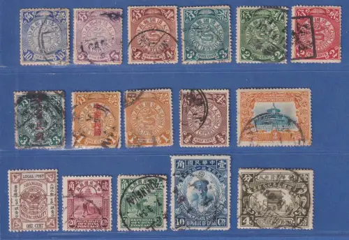 China Klassik-Lot, 16 Marken, aus alter Slg.  Gemischte Erhaltung.  ANSEHEN  !