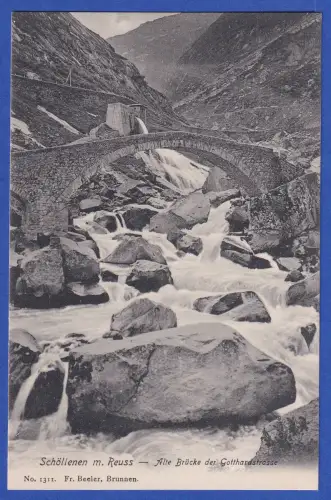 Alte AK Schöllenen mit Gotthard-Straßen-Brücke über die Reuss