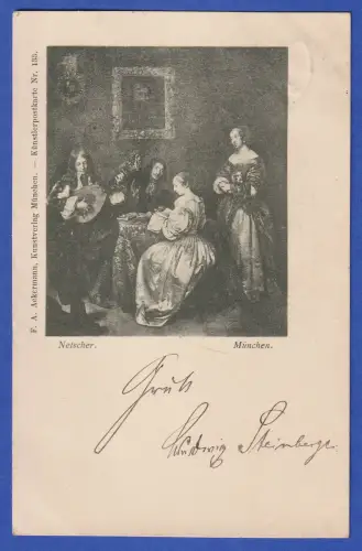 Alte Bildpostkarte C. Netscher Musizierende Gesellschaft O BAD KISSINGEN 1898