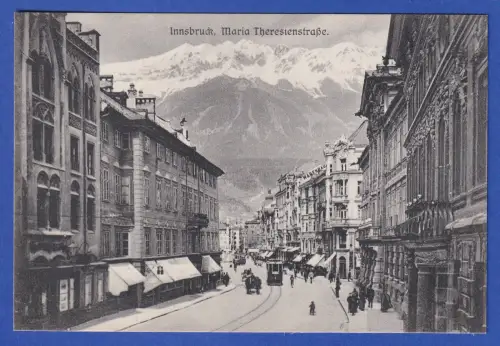Alte AK Innsbruck Maria-Theresien-Straße und Bergmassiv 1921