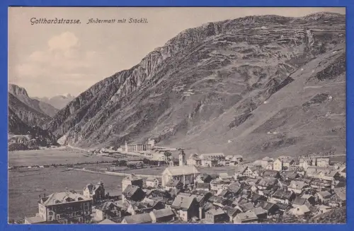 Alte AK Andermatt und Gotthard-Straße