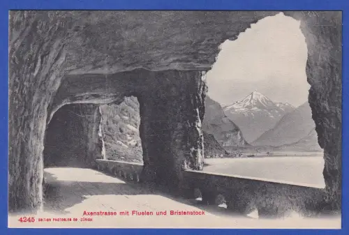 Alte AK Axenstraße am Vierwaldstätter See mit Blick auf Flüelen