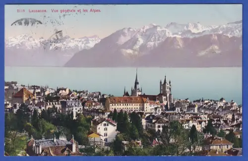 Alte AK Lausanne Stadtansicht mit Genfersee und Bergpanorama O MONTREUX 1914