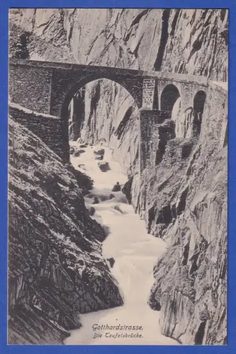 Alte AK Gotthard-Straße Teufelsbrücke über die Reuss