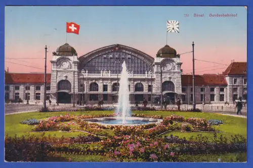 Alte AK Basel Hauptbahnhof 1914