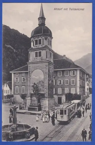 Alte AK Altdorf (Kanton Uri) Ortsmitte mit Tell-Denkmal