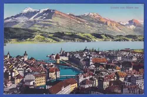 Alte AK Luzern Stadtansicht mit Vierwaldstätter See und Bergpanorama