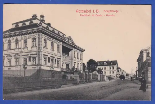 Alte AK Warnsdorf (Varnsdorf in Böhmen, Warnoćicy) Bankhaus 1923