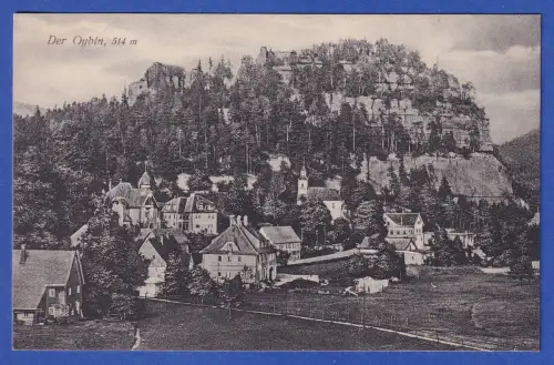 Alte AK Oybin (Oberlausitz) Ortsansicht und Bergmassiv 1923
