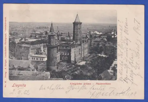 Alte AK Liegnitz (Legnica, Schlesien) Schloss, gelaufen 1902