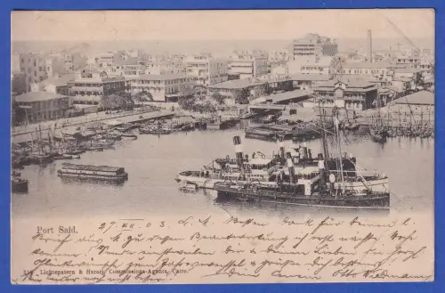 Alte AK Port Said Ägypten Hafen, gelaufen 1903