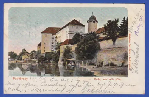 Alte AK Poděbrady (Podiebrad) Schloss, gelaufen 1903