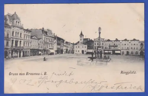 Alte AK Braunau in Böhmen (Broumov) Ringplatz, gelaufen 1902