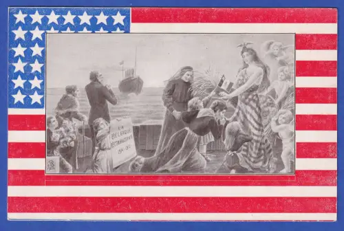 Propaganda-Bildpostkarte Belgiens Dank an die USA für Unterstützung 1. Weltkrieg