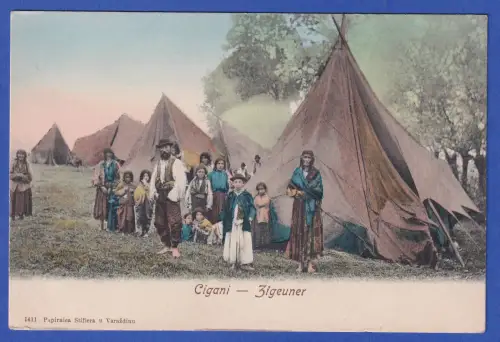 Alte Bildpostkarte Kroatien Roma-Lager, wohl 1910er Jahre