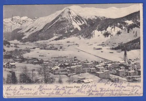 Alte AK Davos Platz (Kanton Graubünden) Ortsansicht mit Bergpanorama 1914