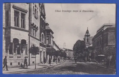 Alte AK Rzeszów (Südostpolen) Straße des 3. Mai, als Feldpost gel. 1915