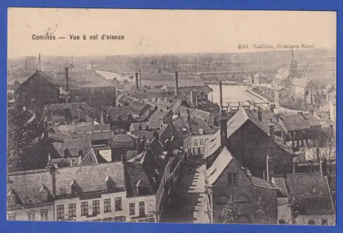 Alte AK Comines (Nordfrankreich) Stadtansicht, als Feldpost gelaufen 1915