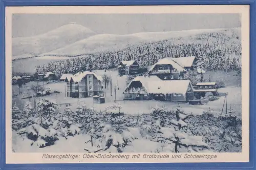 Alte AK Riesengebirge Ober-Brückenberg mit Brotbaude, ungelaufen, datiert 1924