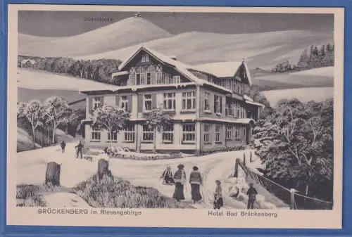 Alte AK Riesengebirge Brückenberg Hotel im Schnee, ungelaufen, datiert 1924