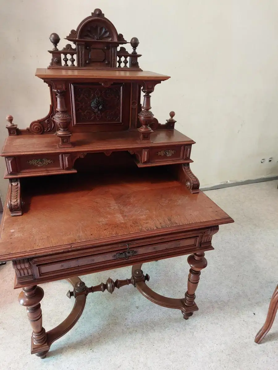 Schreibtisch Gründerzeit mit Aufsatz 0