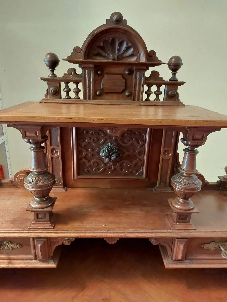 Schreibtisch Gründerzeit mit Aufsatz 1