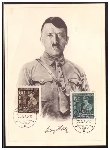 [Propagandapostkarte] Propaganda Maximumkarte Böhmen und Mähren, Rückseite blanco gestempelt Budweis 20.4.1944. 