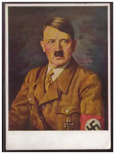 [Propagandapostkarte] Propagandakarte, Adolf Hitler, Hoffmannkarte Nr 425, farbig mit Sonderstempel München vom 18.6.1940. 