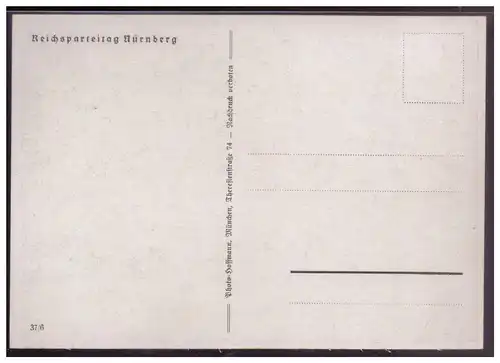 [Propagandapostkarte] Propagandakarte farbig, Reichsparteitag Nürnberg Hoffmannkarte 37/6, Reichsarbeitsdienst, ungebraucht. 