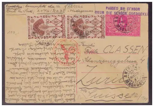 [Ansichtskarte] Judeika 1944 Postkarte in die Schweiz (Inhalt,von Ausgewanderten oder geflüchteten Dt. Juden) mit div. 