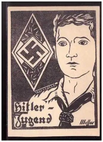 [Propagandapostkarte] Propagandakarte, Hitler- Jugend, ungebraucht blanco gestempelt. 