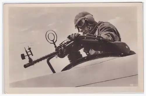 [Propagandapostkarte] Propagandakarte Soldat am MG im Flugzeug, ungebraucht. 