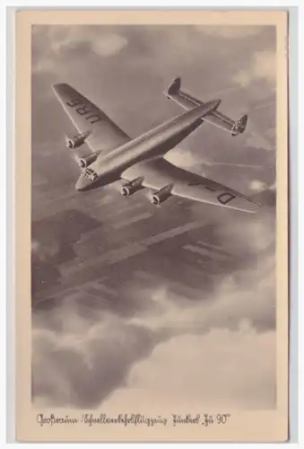 [Propagandapostkarte] Propagandakarte Großraum Schnellverkehrsflugzeug Junkers "Ju 90", ungebraucht. 