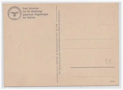 [Propagandapostkarte] Marine- Ehrenmal Laboe, Weihehalle mit Ehrenbuch
Errichtet, NS. Deutscher Marine Bund. 