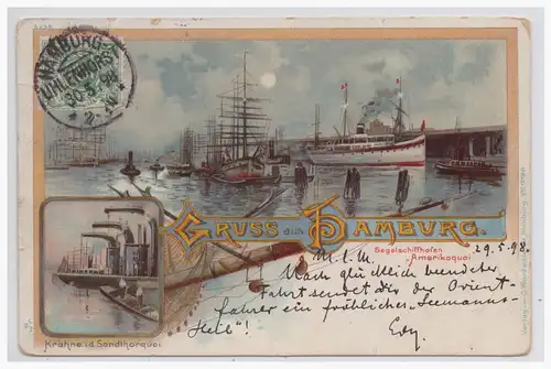 [Lithographie] Gruss aus Hamburg. 