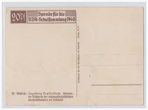 [Propagandapostkarte] Spende für die VDA Schulsammlung 1940; W. Willrich. 