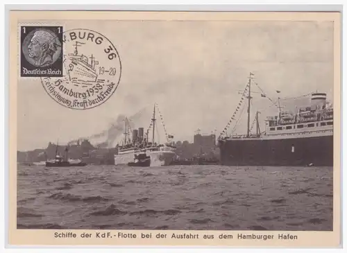 [Propagandapostkarte] Schiffe der KDF Flotte, Hamburger Hafen. 