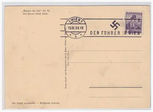 [Propagandapostkarte] Männer der Zeit Nr. 92, Der Führer Adolf Hitler. 