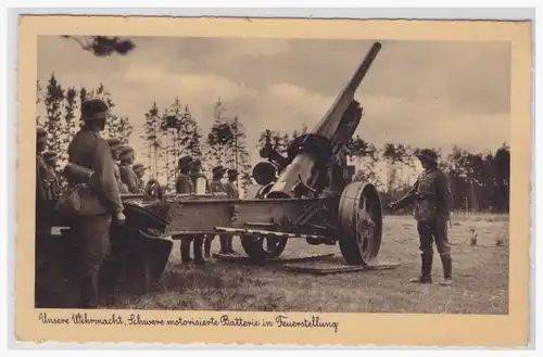 [Propagandapostkarte] Unsere Wehrmacht, Schwere motorisierte Batterie in Feuerstellung. 