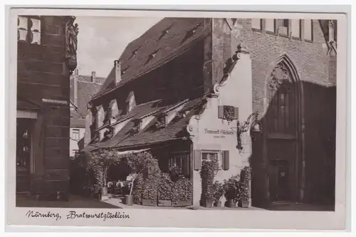 [Propagandapostkarte] Nürnberg, Bratwurstglöcklein, gelaufen mit Werbestempel, mit dem Führer zum Sieg, 19.5.1942. 