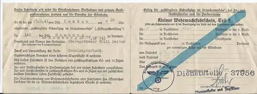 Dt- Reich (001305) Propaganda Kleiner Wehrmachtsfahrschein Teil 1 und Teil 2 vom 8.2.1641