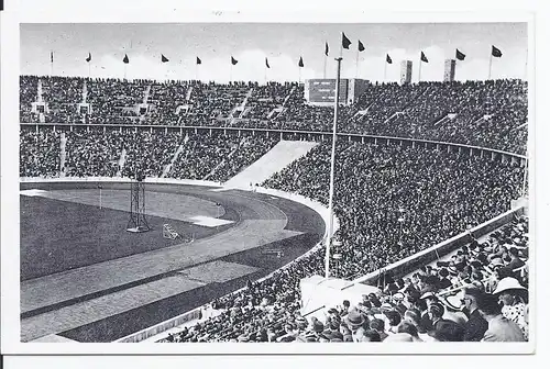 [Echtfotokarte schwarz/weiß] Reichssportfeld, Olympia Postkarte. 